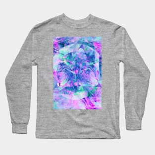 Pink & Blue Pastel Splash Shapes Abstract Artwork Long Sleeve T-Shirt